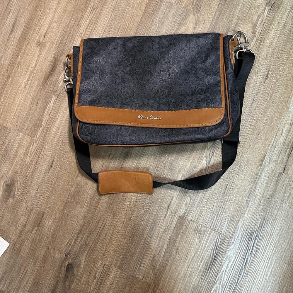 Pierre Cardin Black and Tan Men's Messenger Bag